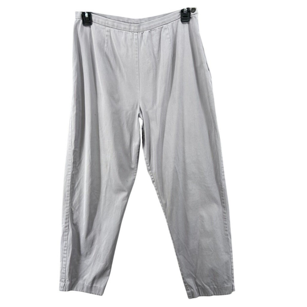 J Jill Stretch Pants Womens Sz 14‎ Grey Cotton Barrel Leg Casual Cropped